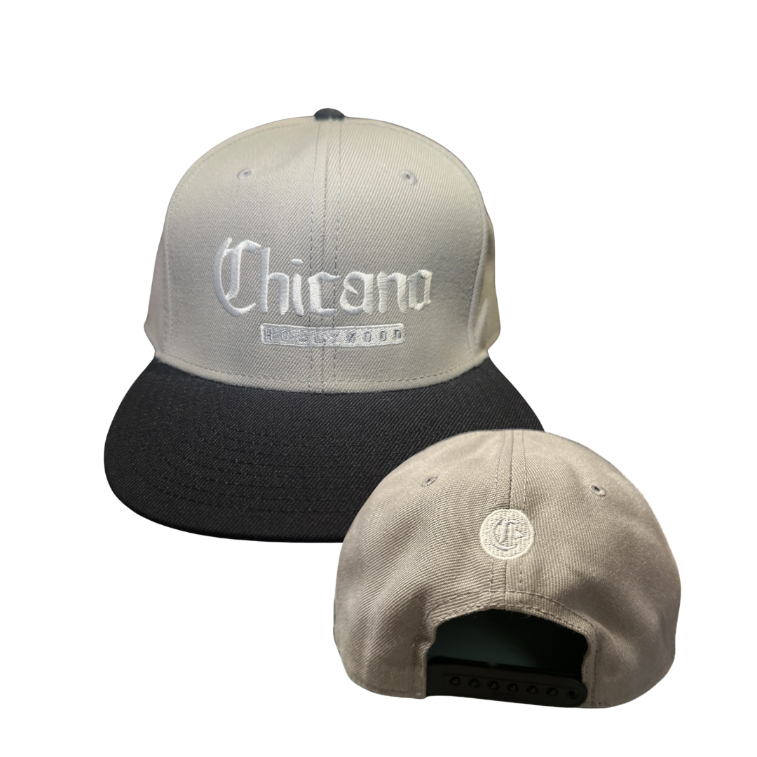GREY & BLACK Embroidered Chicano Hollywood SNAP BACK Cap